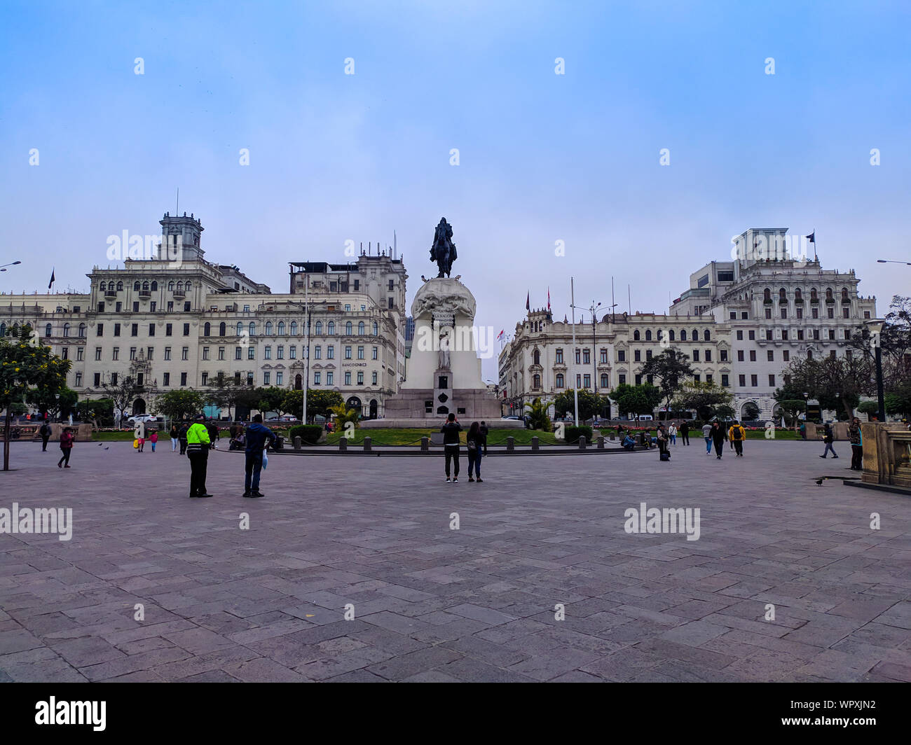 Plaza San Martin, dem Hauptplatz in der Altstadt von der peruanischen Hauptstadt Lima Stockfoto