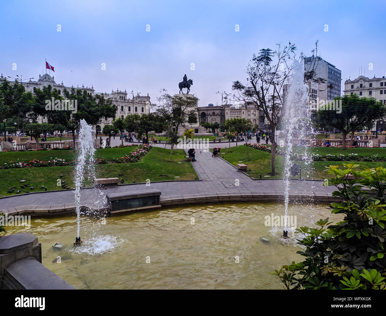 Plaza San Martin, dem Hauptplatz in der Altstadt von der peruanischen Hauptstadt Lima Stockfoto