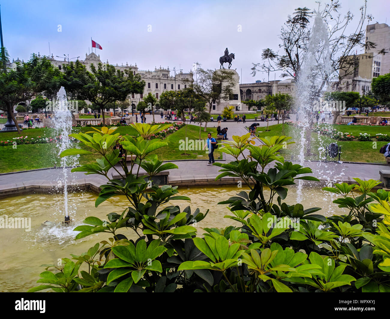 Plaza San Martin, dem Hauptplatz in der Altstadt von der peruanischen Hauptstadt Lima Stockfoto