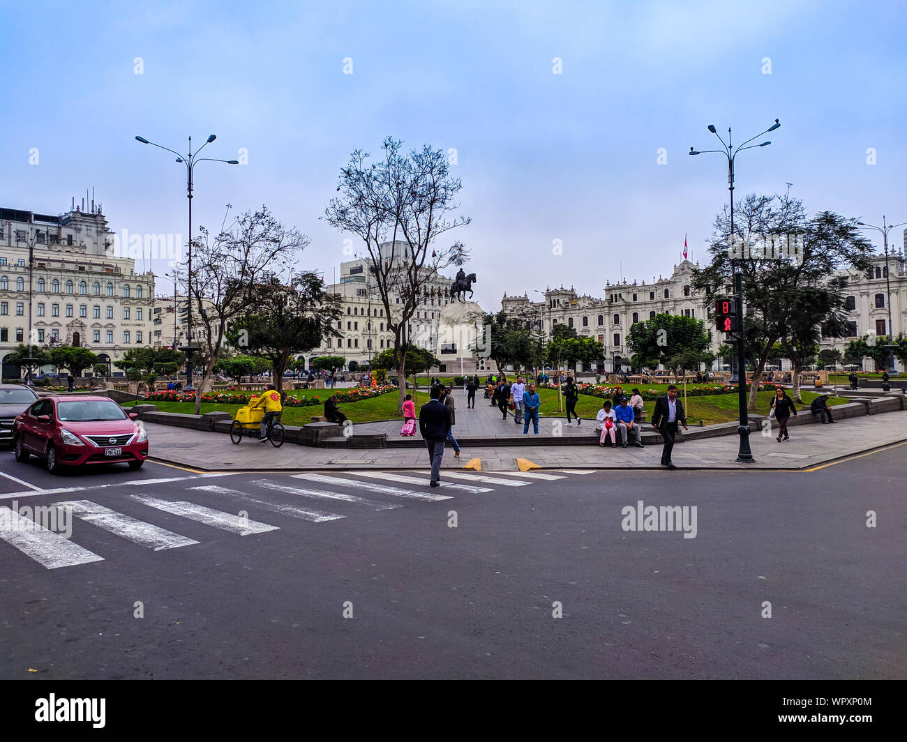Plaza San Martin, dem Hauptplatz in der Altstadt von der peruanischen Hauptstadt Lima Stockfoto