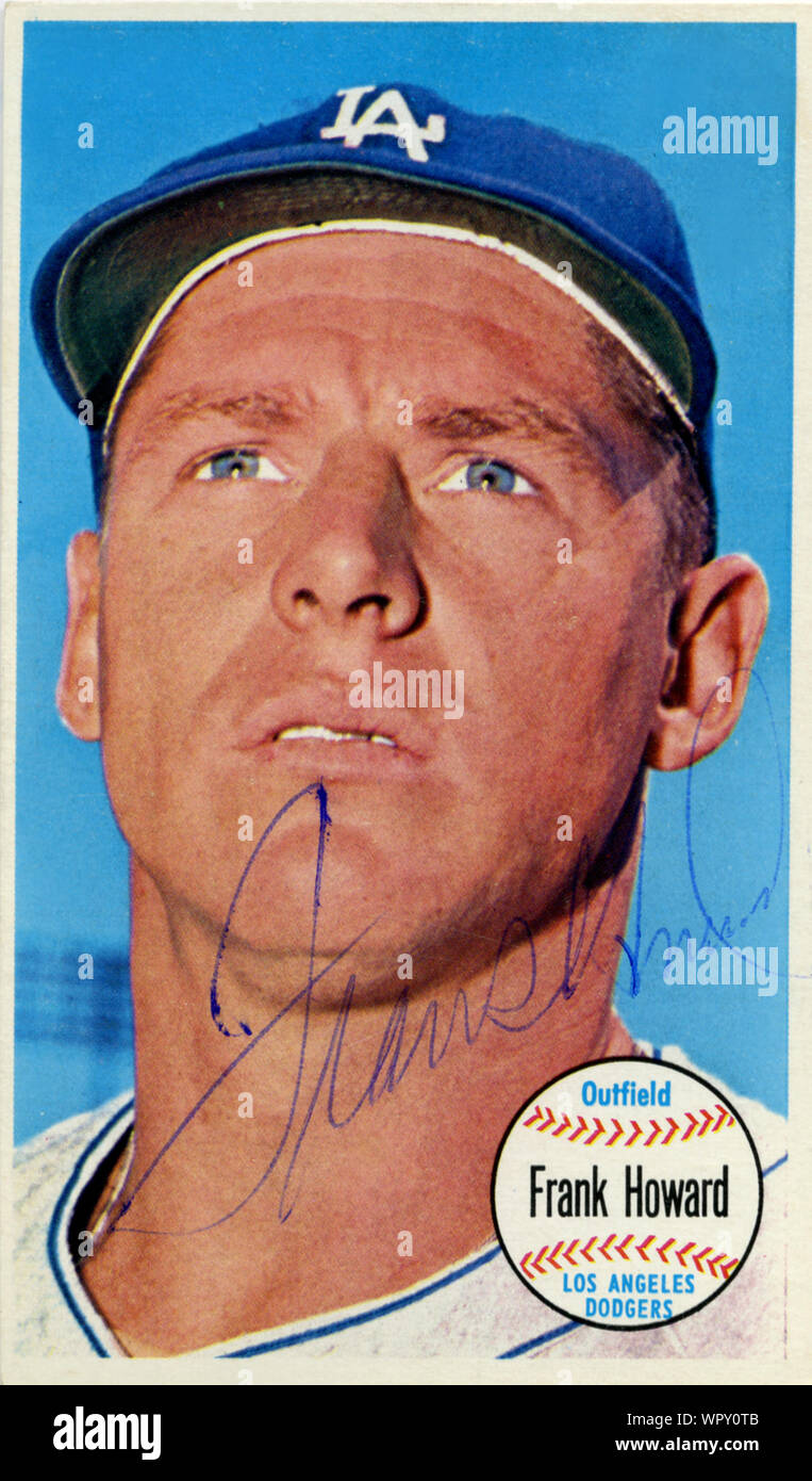 Handsignierte 1960 der era Baseball card Star player Frank Howard mit den Los Angeles Dodgers. Stockfoto