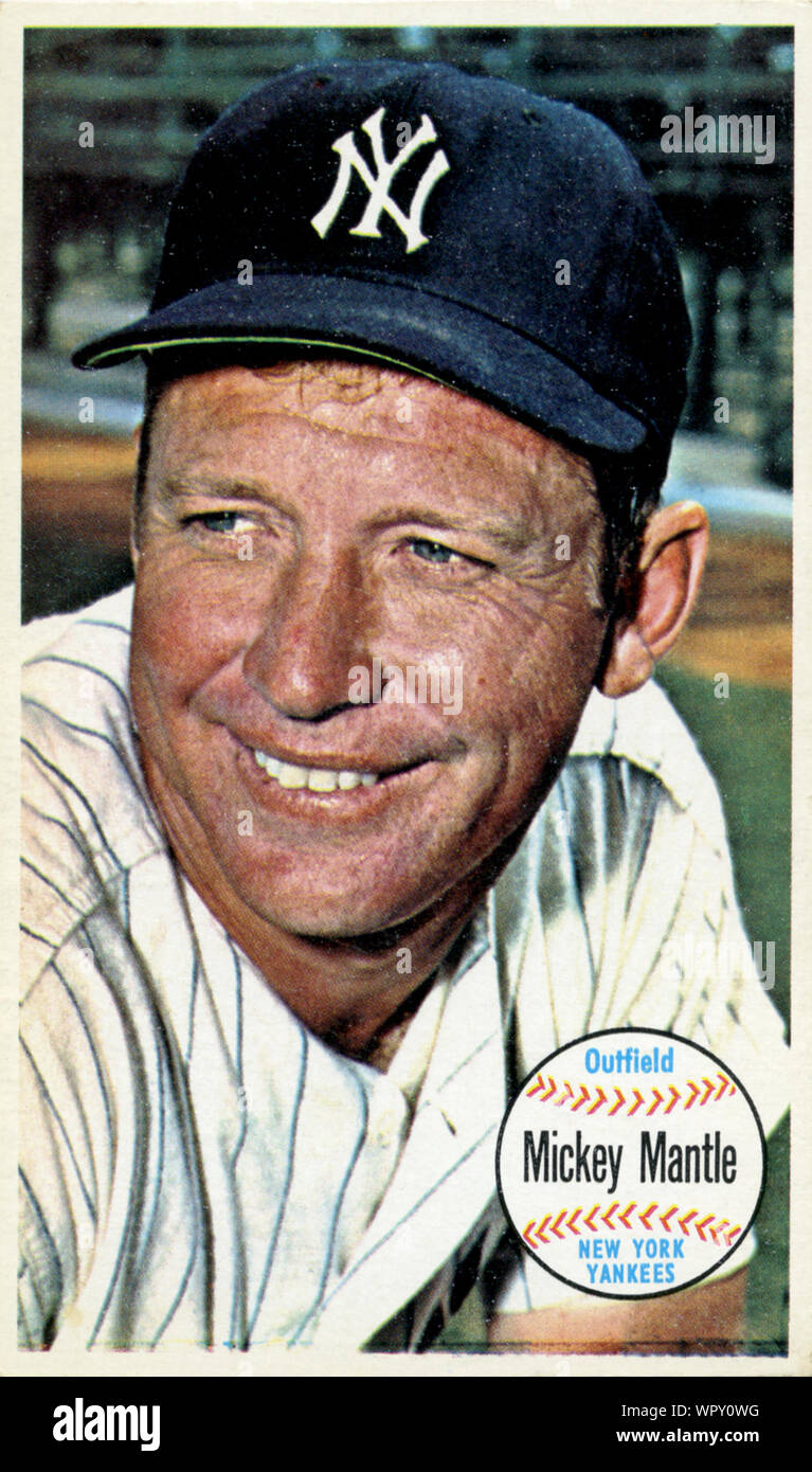 1960 Der era Baseball card der Hall of Fame Spieler Mickey Mantle mit den New York Yankees. Stockfoto