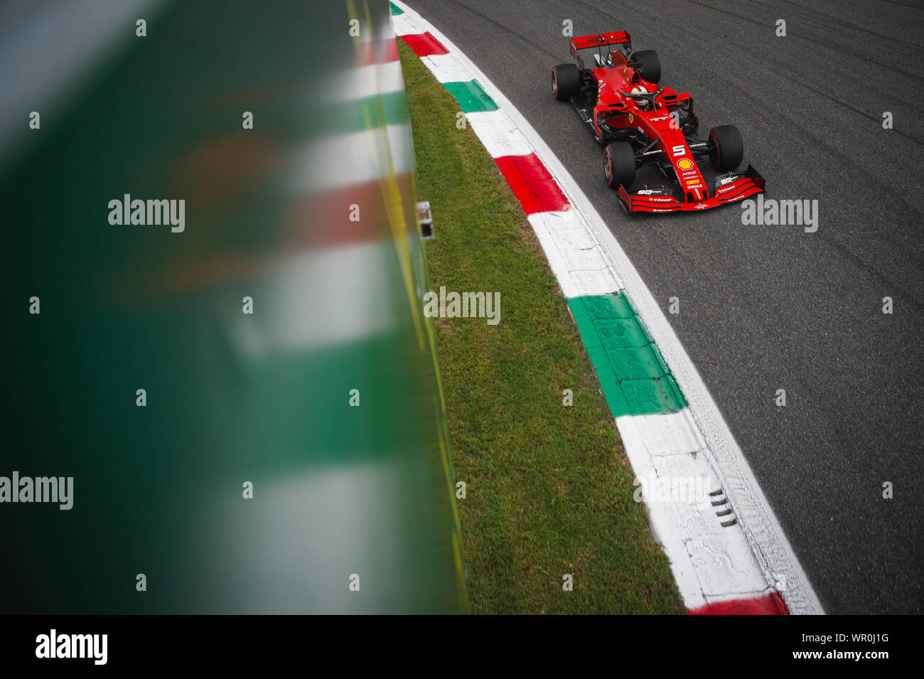 Monza, Italien. 07 Sep, 2019. Scuderia Ferrari der Deutschen Fahrer Sebastian Vettel konkurriert im dritten Training der F1 Grand Prix von Italien auf dem Autodromo Nazionale di Monza. Credit: SOPA Images Limited/Alamy leben Nachrichten Stockfoto