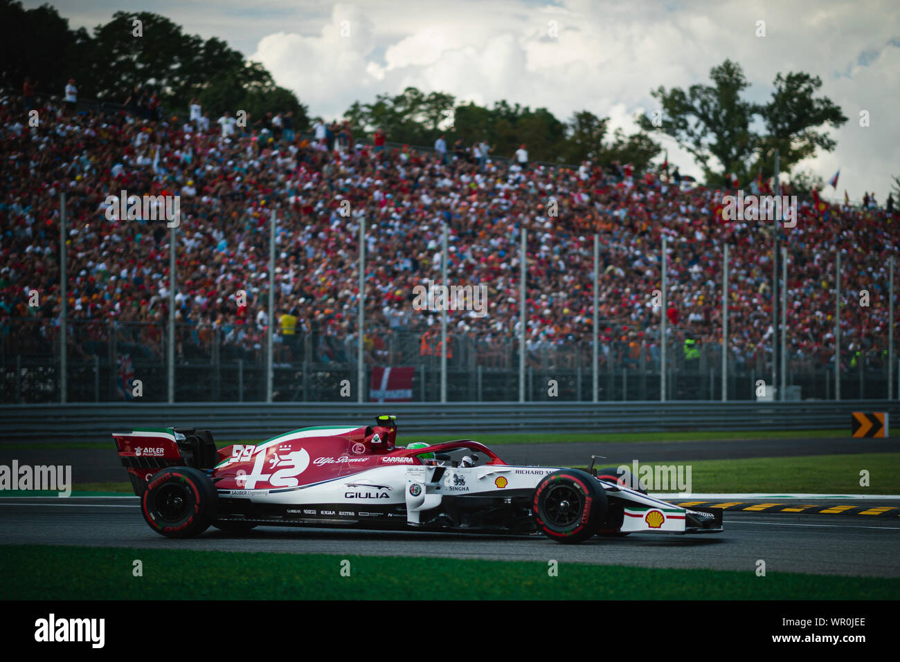 Monza, Italien. 07 Sep, 2019. Alfa Romeo Racing italienische Fahrer Antonio Giovinazzi konkurriert im Qualifying der F1 Grand Prix von Italien auf dem Autodromo Nazionale di Monza. Credit: SOPA Images Limited/Alamy leben Nachrichten Stockfoto