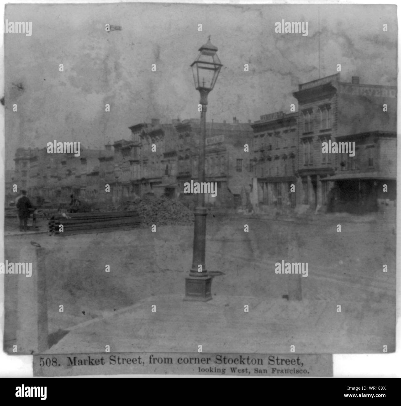 Die Market Street, Ecke Stockton Street, West, San Francisco Stockfoto