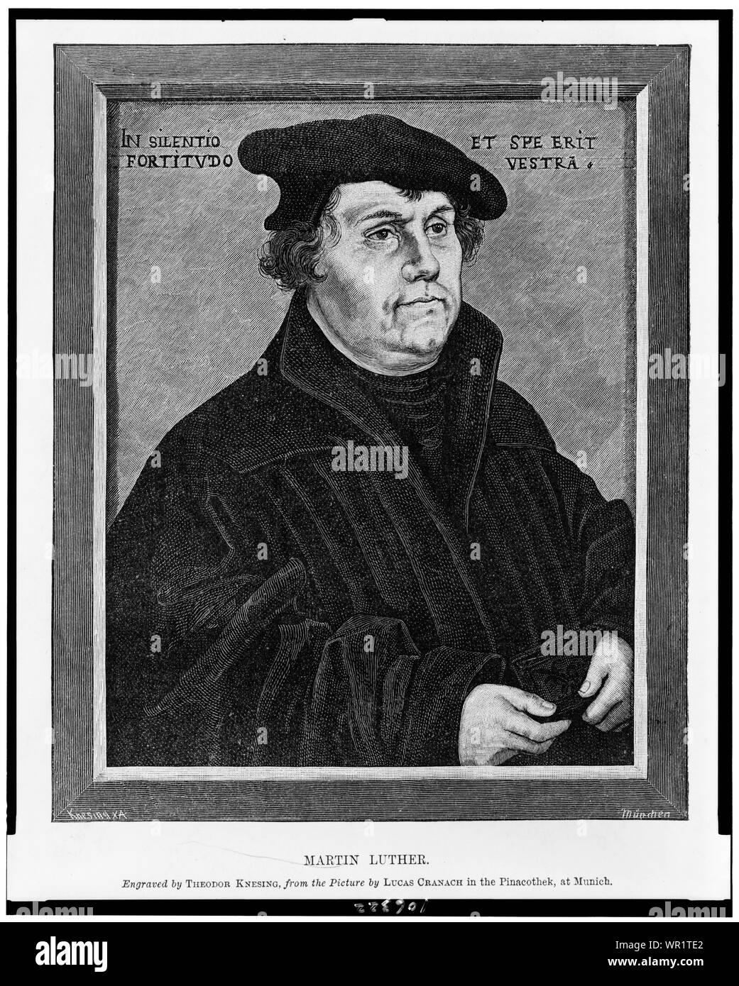 Martin Luther/graviert von Theodor Knesing, aus dem Bild von Lucas Cranach. Stockfoto