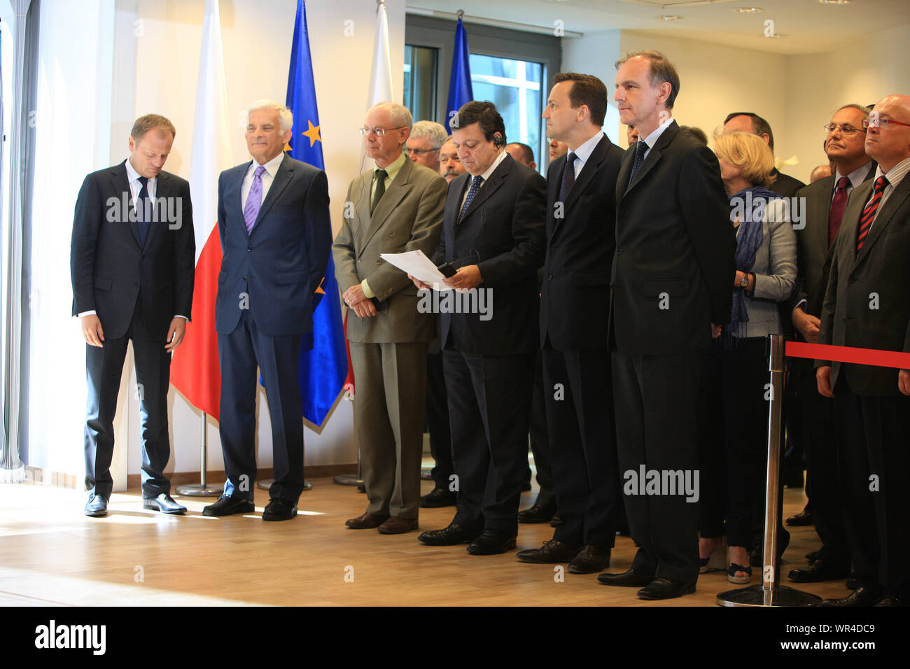 23.05.2011 Brüssel, Belgien. Im Bild: Donald Tusk, Jerzy Buzek, Herman Van Rompuy, Jose Manuel Barroso, Radoslaw Sikorski, Bogdan Klich Stockfoto