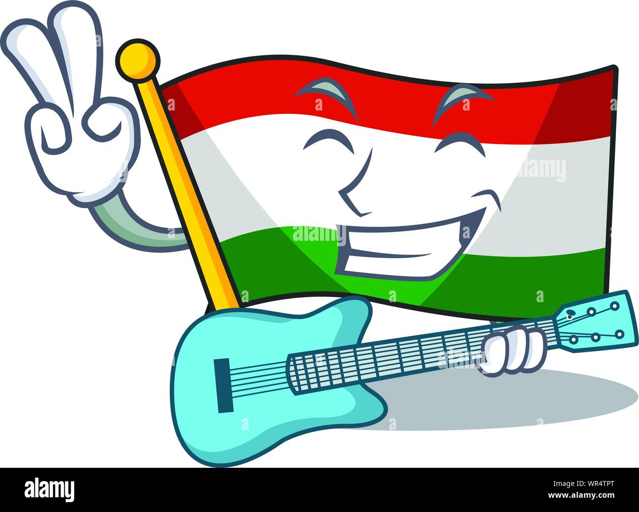 Mit Gitarre Flagge Ungarn isoliert mit der Cartoon Stock Vektor