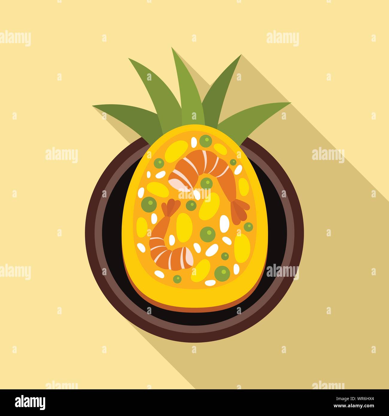 Thailändische Garnelen Ananas Symbol. Flache Darstellung der thailändische Garnelen Ananas vektor Symbol für Web Design Stock Vektor