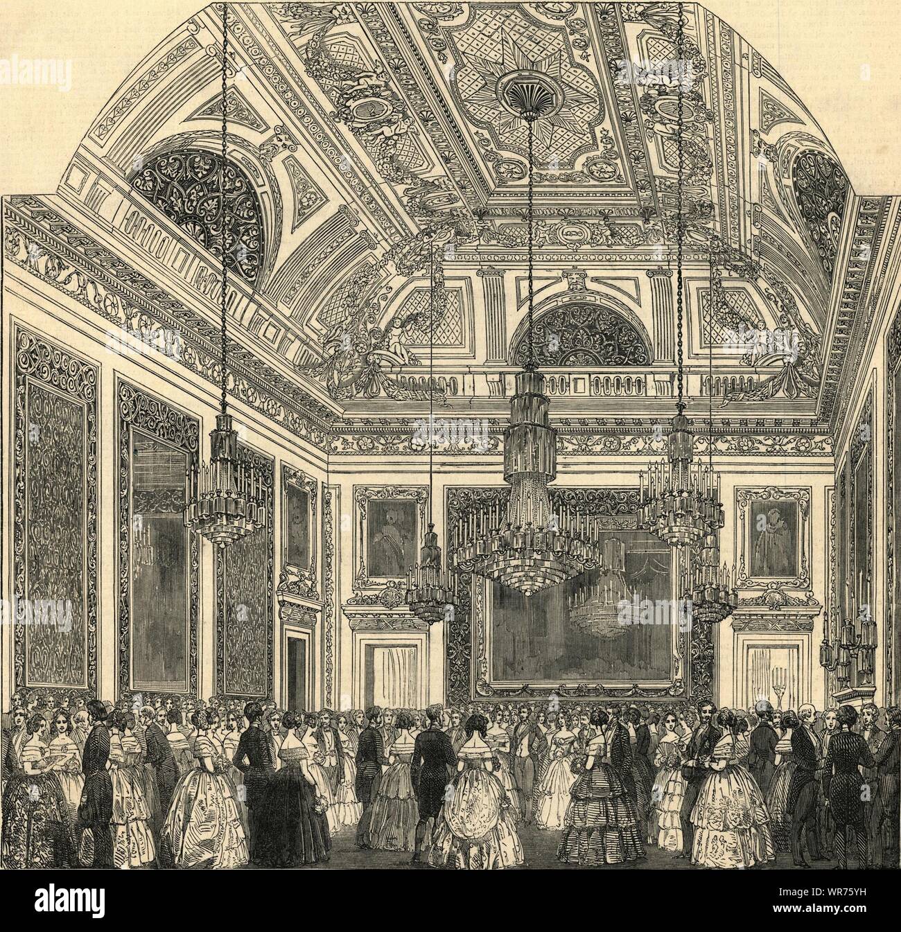 Der Grand Salon in Devonshire House. London. Gesellschaft 1850 ILN volle Seite drucken Stockfoto