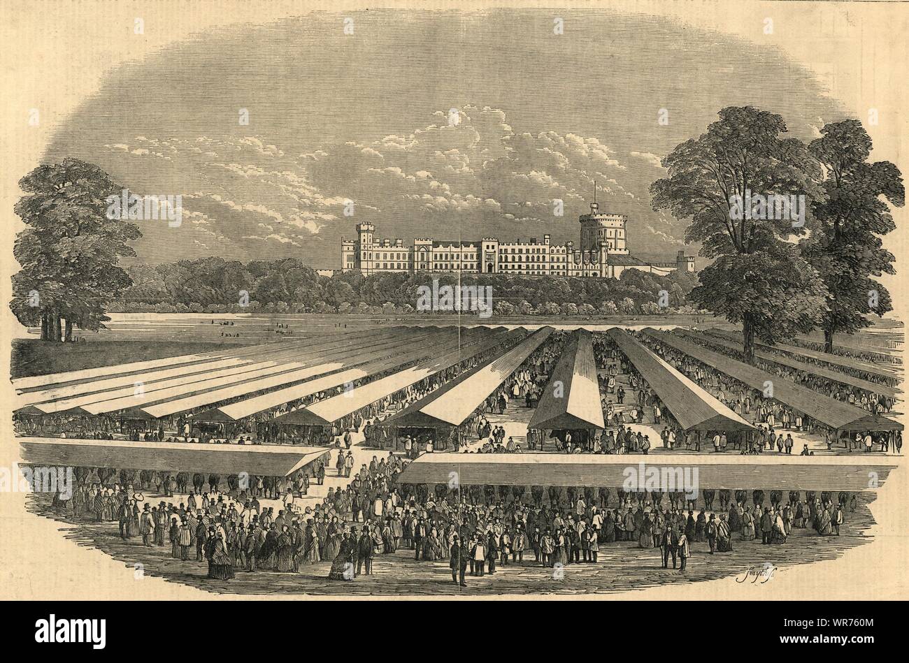 Royal Agricultural Society Meeting in Windsor. Home Park 1851 ILN volle Seite Stockfoto