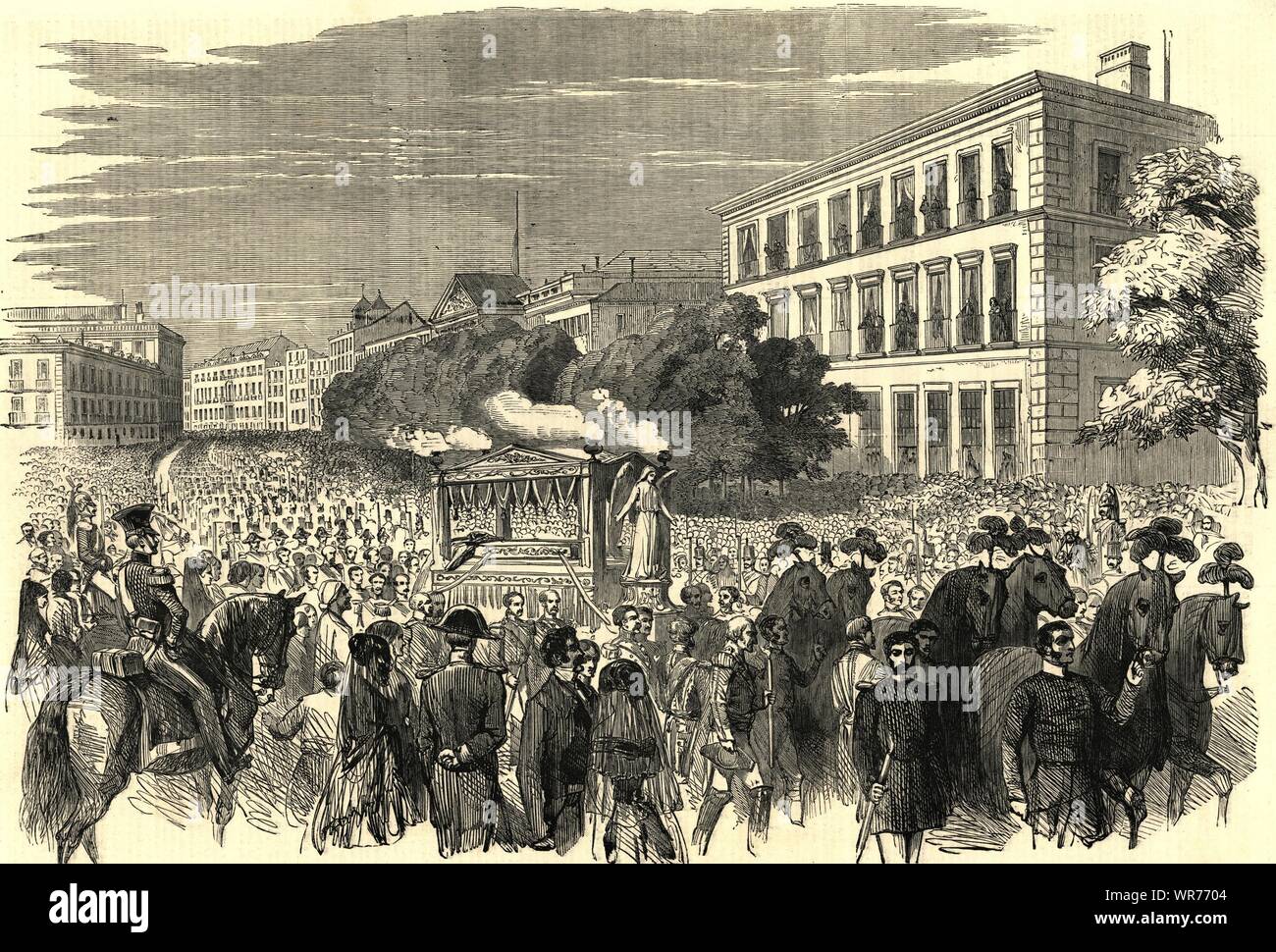 Der Trauerzug der Castanos, Herzog Bailén, in Madrid. Spanien 1852 Stockfoto