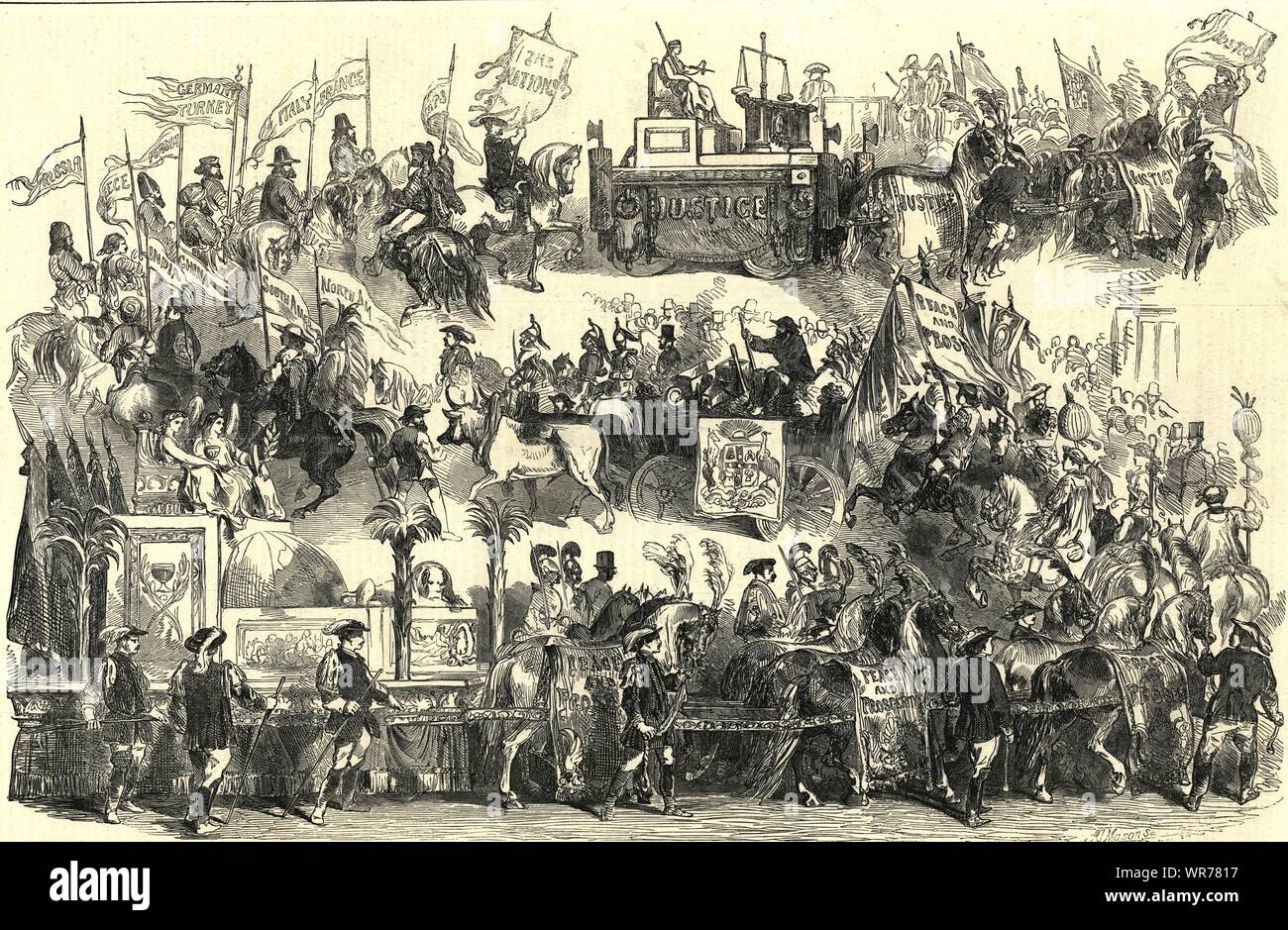 Oberbürgermeister zeigen. London. Gesellschaft 1853 Antike ILN volle Seite drucken 1853 Stockfoto