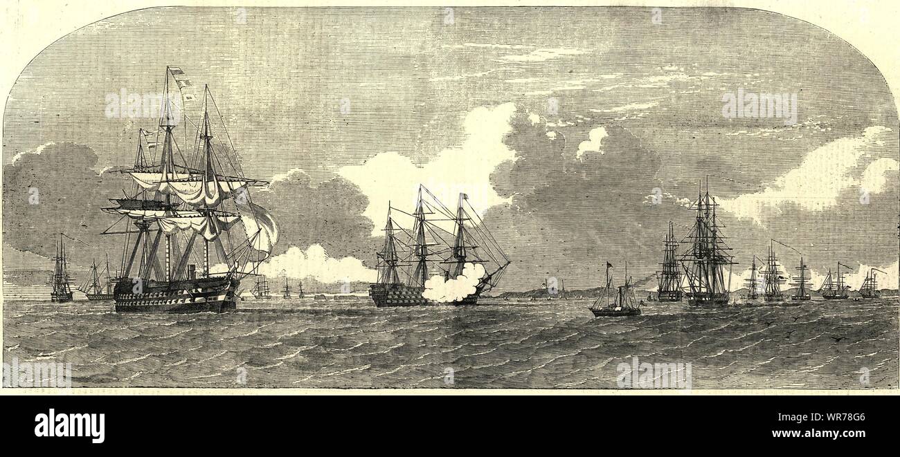 Die Baltische Flotte eingabe Wingo Sound. Hogue Ajax-Tribüne Euryalus Dragon 1854 Stockfoto