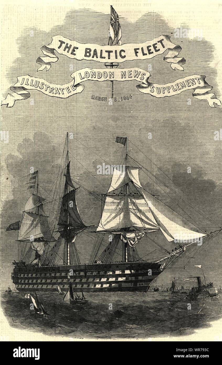 Die Baltische Flotte'' der Herzog von Wellington Napier's Flagship wiegen Anker 1854 Stockfoto