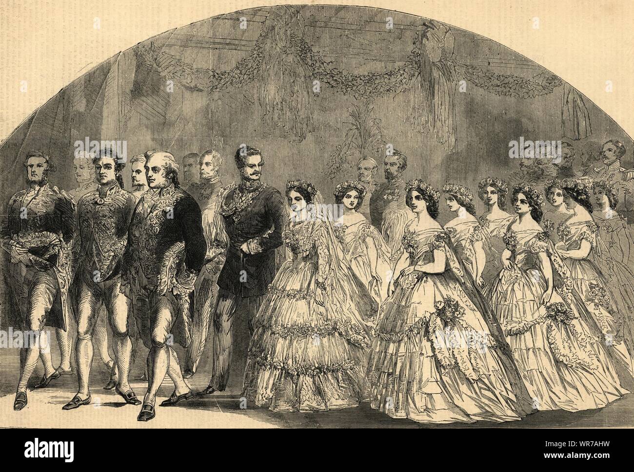 Die königliche Hochzeit - die Braut Prozession in St. James's Palace. London 1858 Stockfoto