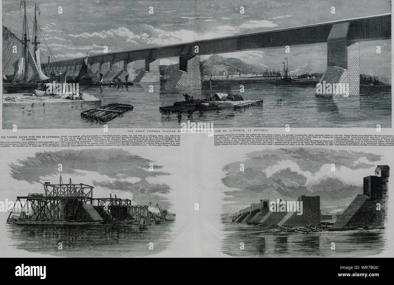 Victoria Tubular Eisenbahnbrücke über den St. Lawrence, Montreal. Quebec 1859 Stockfoto