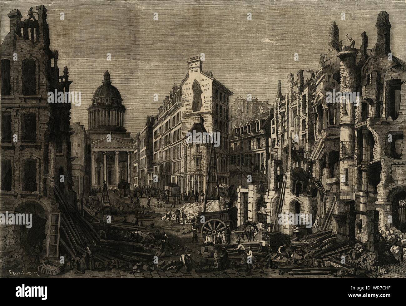 Paris abrisse - Ausbau eines Teils des Quartier Latin 1860 ILN drucken Stockfoto
