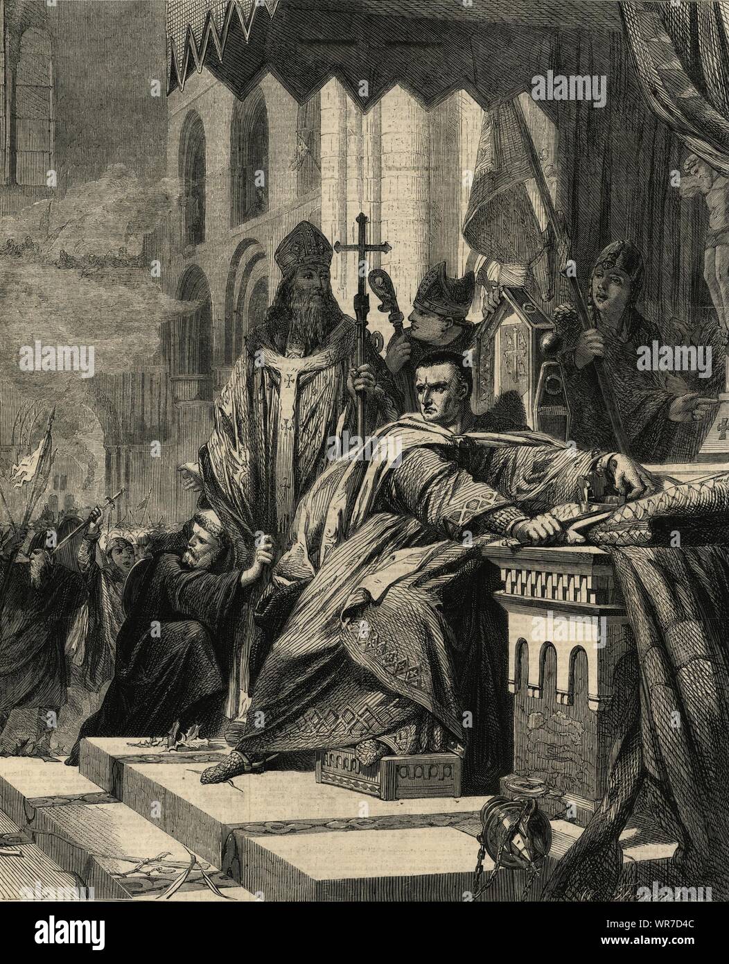 "Die Krönung von Wilhelm dem Eroberer". London. Royalty 1861 ILN volle Seite Stockfoto