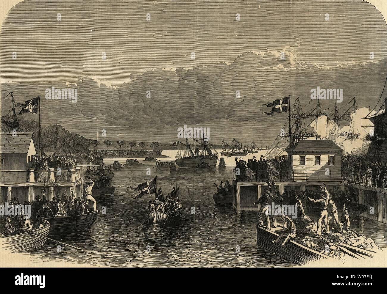 Der König von Dänemark ist Besuch in der Nordsee Squadron, Kopenhagen 1864 ILN drucken Stockfoto