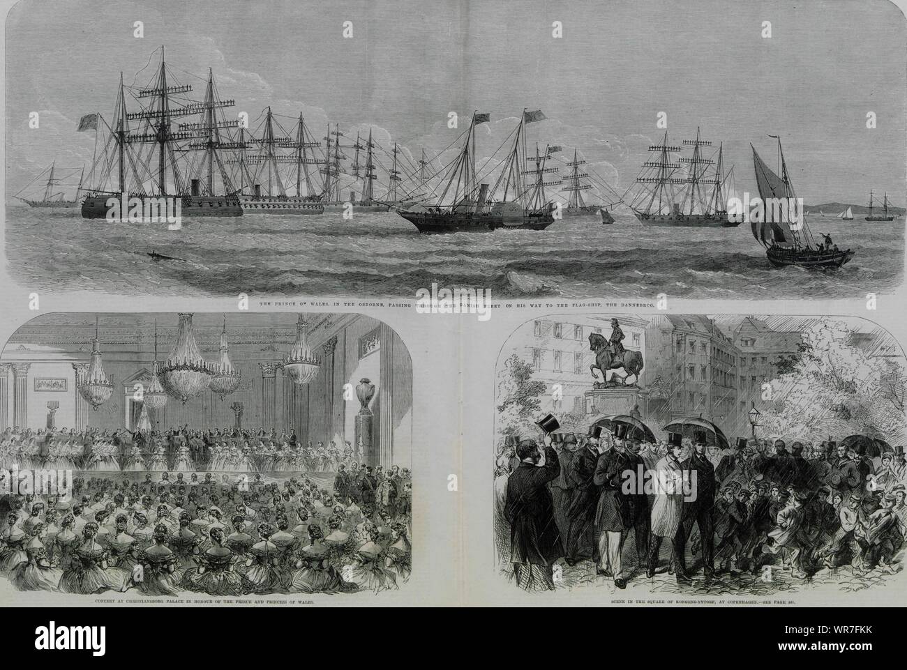 Königlichen Besuch in Dänemark. Osborne Christiansborg in Kopenhagen 1864 Kongens-Nytorv Stockfoto
