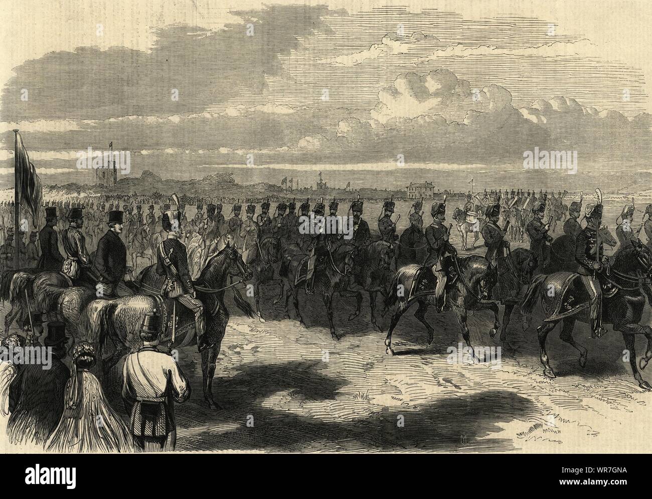 Prinz von Wales (Edward VII) Überprüfung der 11 Husaren. Colchester. Essex 1866 Stockfoto