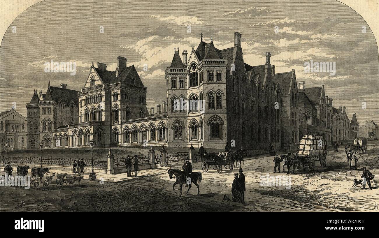 Das neue Krankenhaus in Leeds. Yorkshire. Medizinische 1868 Antike ILN volle Seite drucken Stockfoto