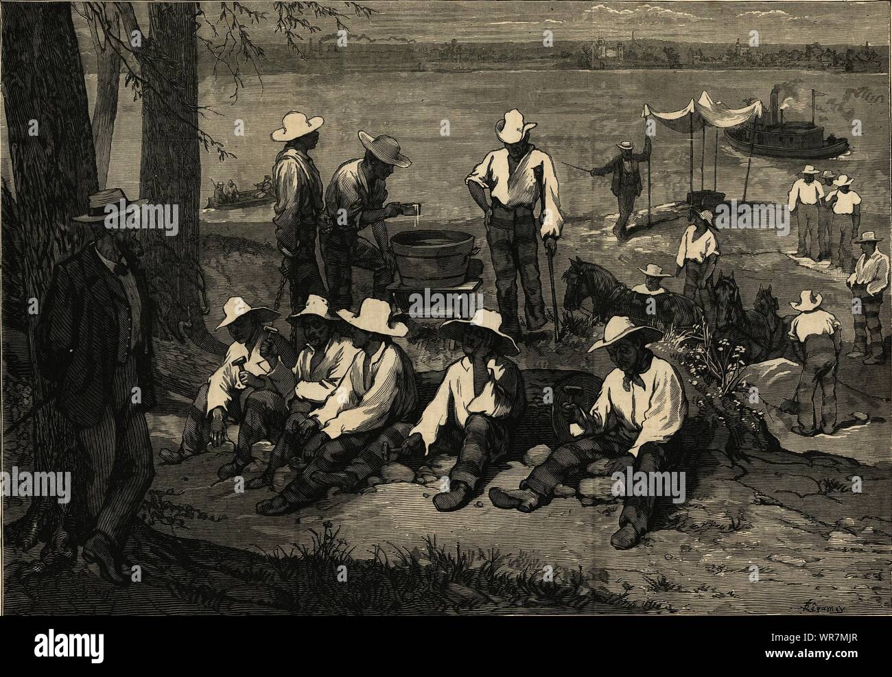 Das Leben in der Strafanstalt. Blackwell's (jetzt) Roosevelt Island, New York. Arbeit im Freien, 1876 Stockfoto