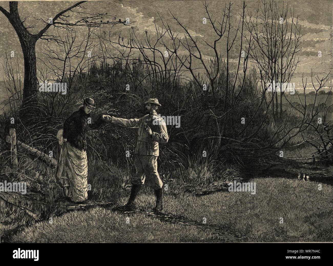 "Ein kurzer Schnitt" in der Ausstellung der Royal Academy. Romantik. Bildende Kunst 1876 Stockfoto "Ein kurzer Schnitt" in der Ausstellung der Royal Academy. Romantik. Bildende Kunst 1876 Stockfoto