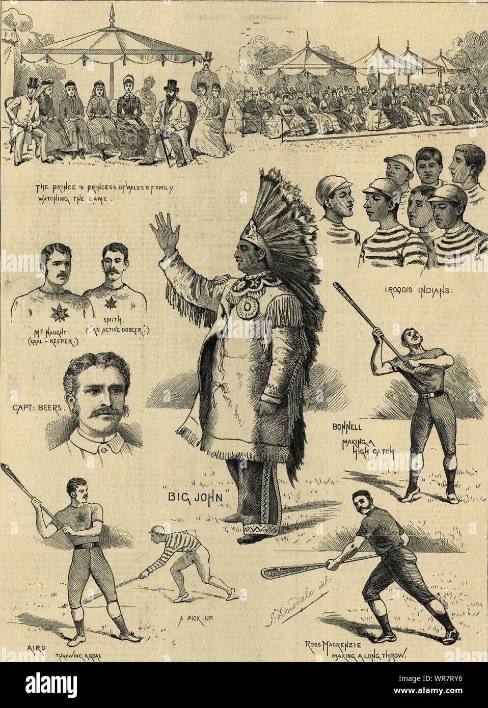 Das kanadische Spiel von Lacrosse, spielte in Hurlingham. London. Sport 1883 Stockfoto