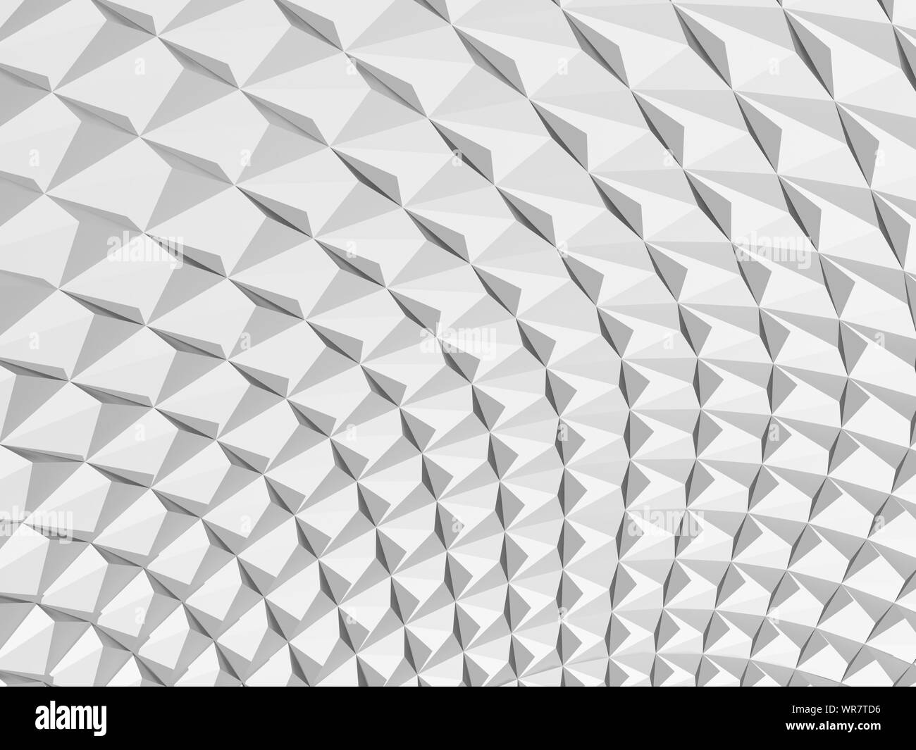 Abstrakte geometrische Hintergrund, weiße parametrische dreieckige Struktur. Digitale grafische Muster, 3D-Rendering illustration Stockfoto