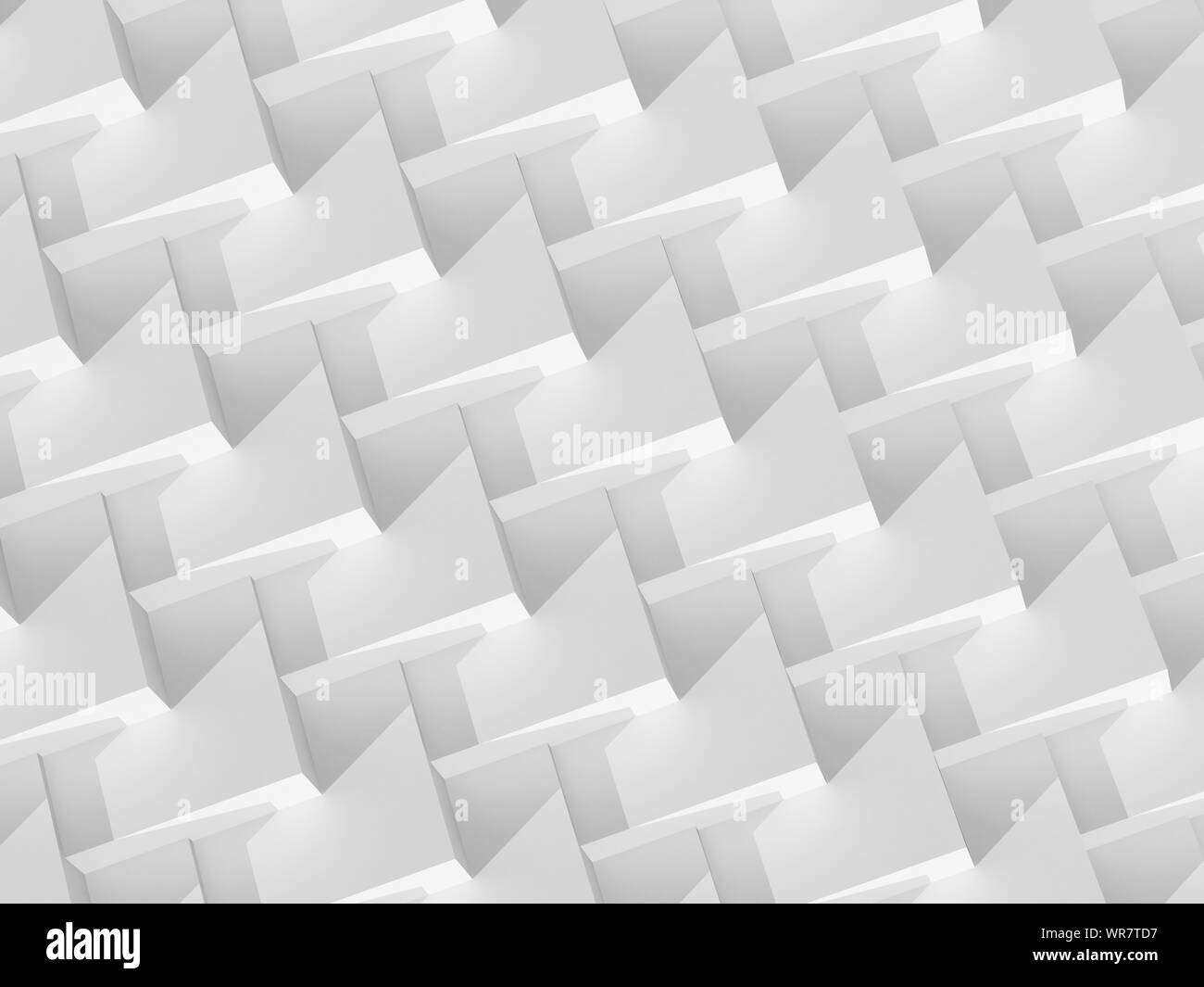 Abstrakte weißen geometrischen Hintergrund, parametrische Struktur der Boxen. 3D Rendering illustration Stockfoto