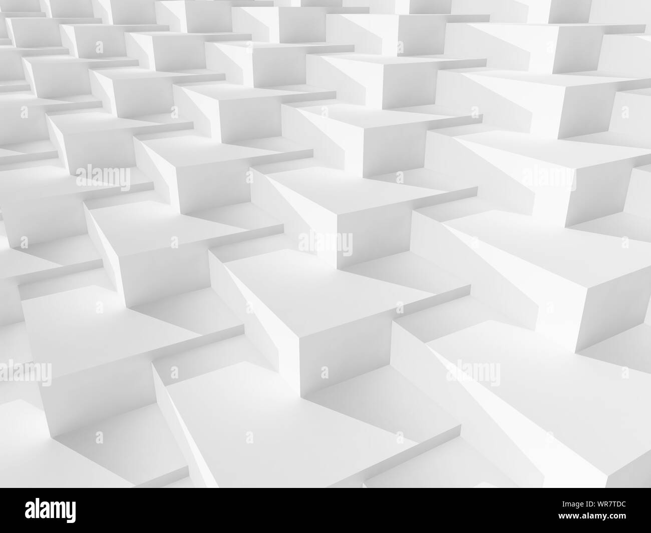 Abstrakte geometrische Hintergrund, parametrische Struktur der weißen Felder. 3D Rendering illustration Stockfoto