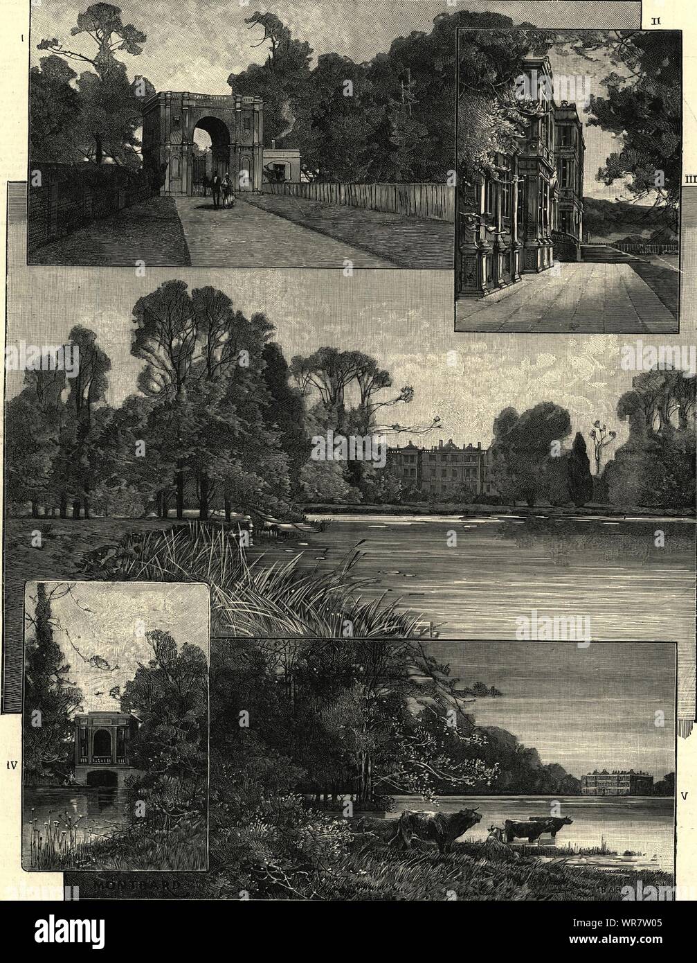 Longleat: Park linken Flügel Boot-Haus vor. Wiltshire. Historische Häuser 1887 Stockfoto