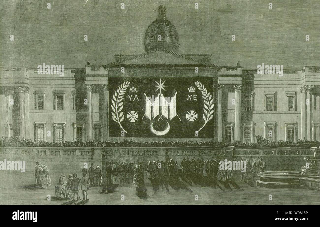 Krimkrieg. Frieden Illuminations - die National Gallery. London 1856 ILN drucken Stockfoto