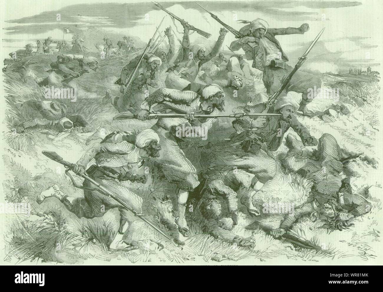 2. Italienische Unabhängigkeitskrieg - Die Turcos kämpfen. Türkei 1859 ILN drucken Stockfoto