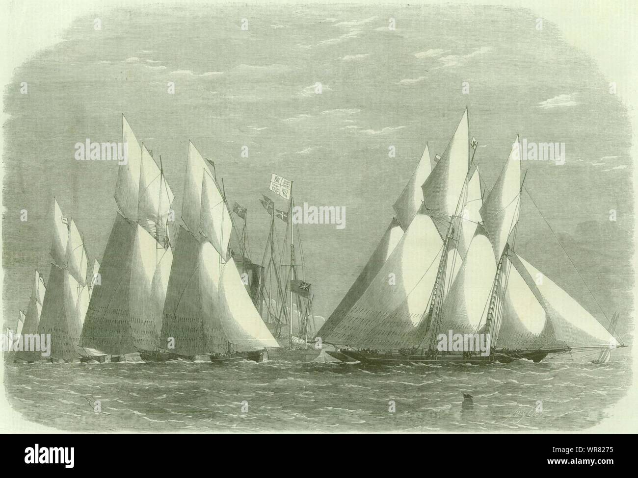 Royal Thames Yacht Club Schoner übereinstimmen: Rundung Seerose Shoebury. Essex 1864 Stockfoto