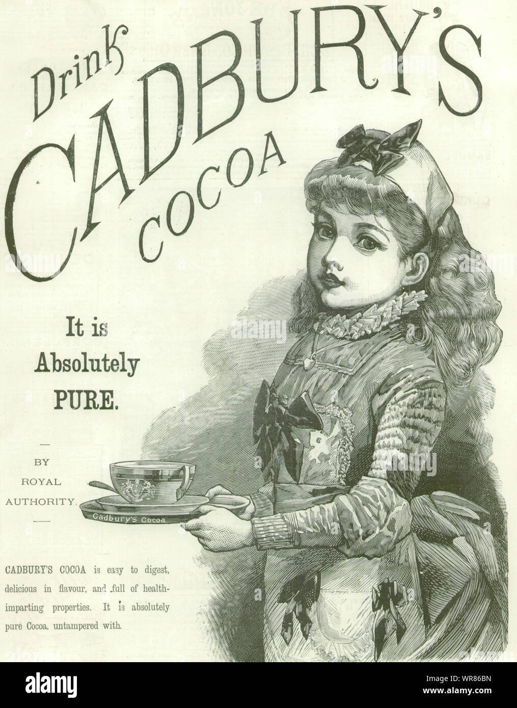 Getränke Cadbury Cocoa. Es ist absolut rein. Anzeige. Essen 1889 ILN volle Seite Stockfoto
