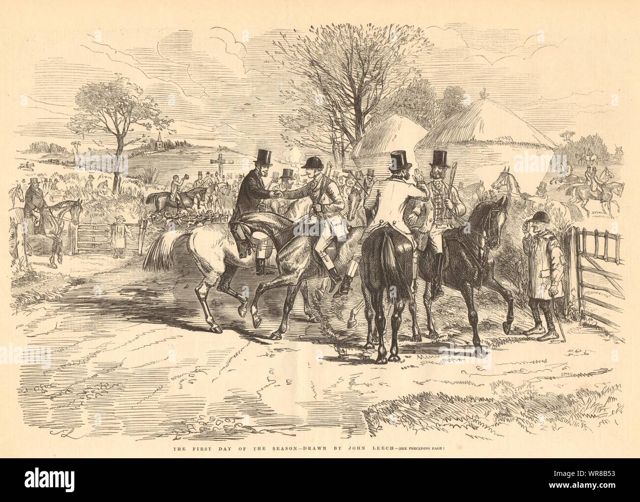 Der erste Tag der Saison - von John Leech gezeichnet. Die Jagd. Jagd 1856 Stockfoto