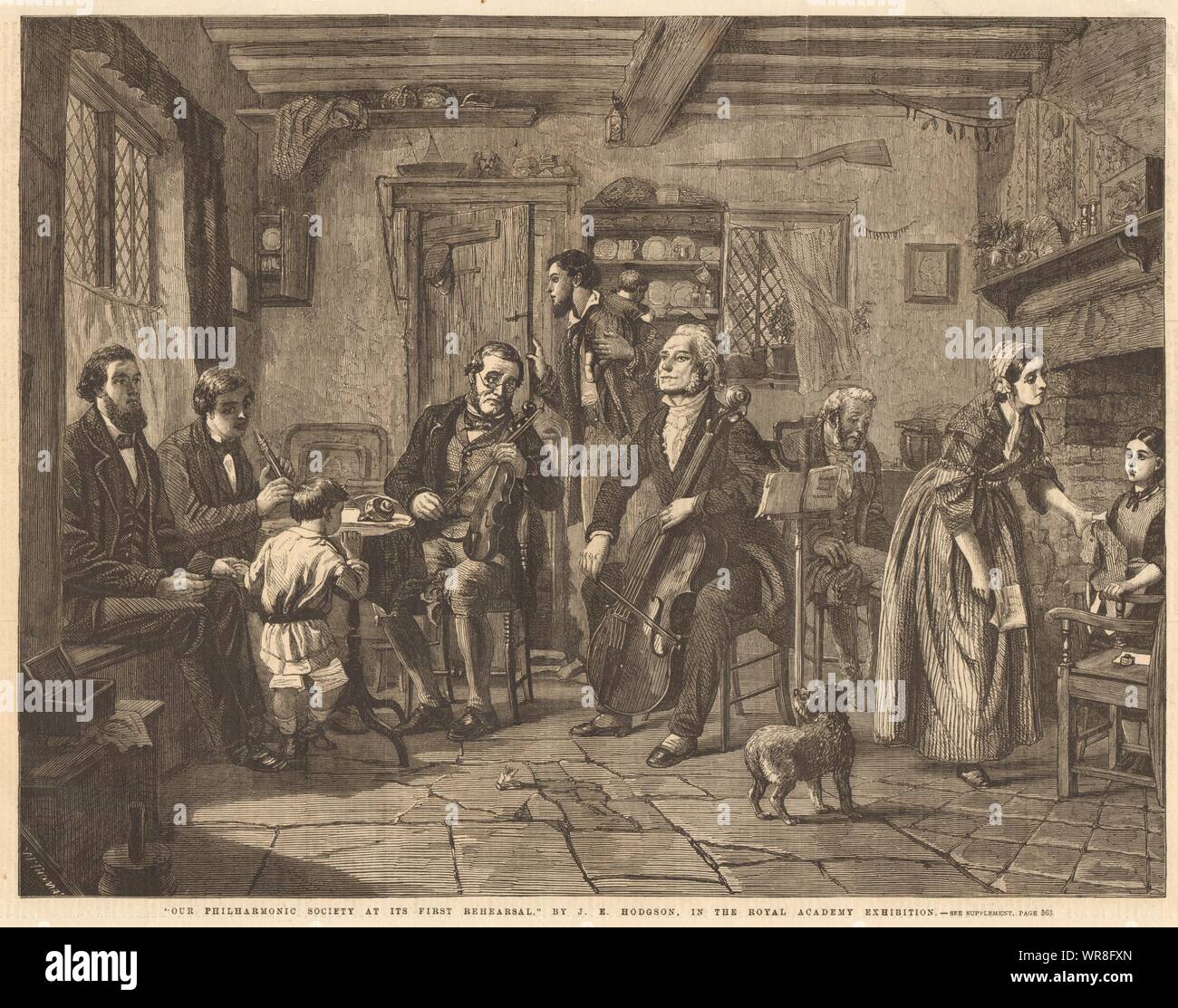 "Unsere Philharmonischen Gesellschaft auf seiner ersten Probe" von J. E. Hodgson. Musik 1860 Stockfoto