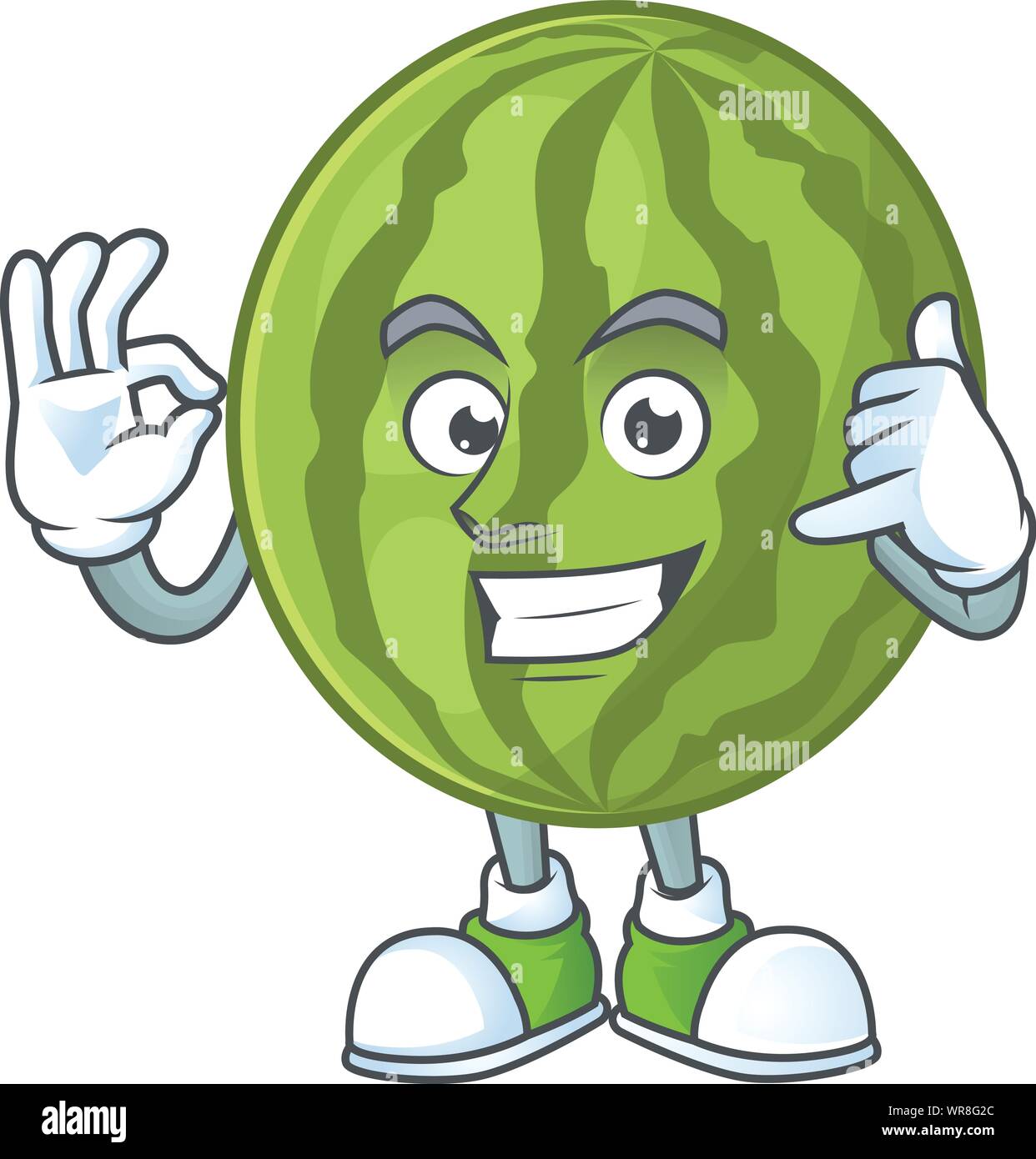 Rufen Sie mich an Wassermelone Charakter Maskottchen für Symbol gesunde Frucht Stock Vektor