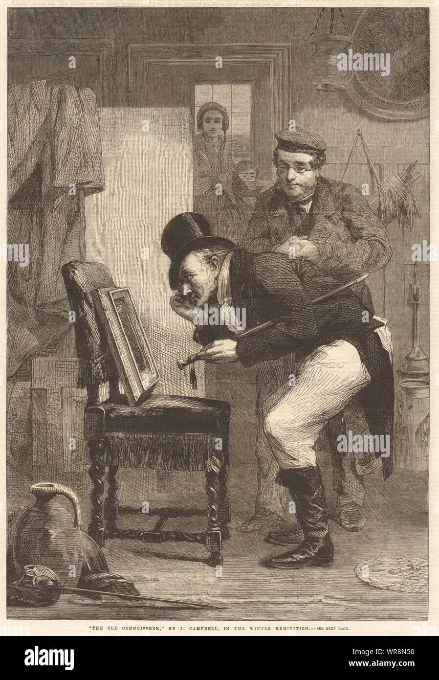 "Der alte Kenner", von J. Campbell. Porträts. Bildende Kunst 1863 ILN volle Seite Stockfoto