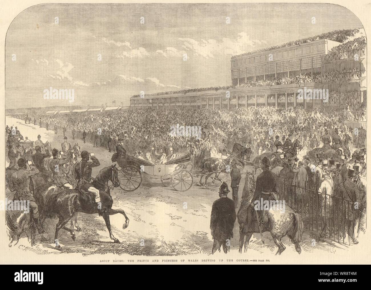 Ascot Rennen: Der Prinz & Prinzessin von Wales fahren bis der Kurs. Racing 1866 Stockfoto