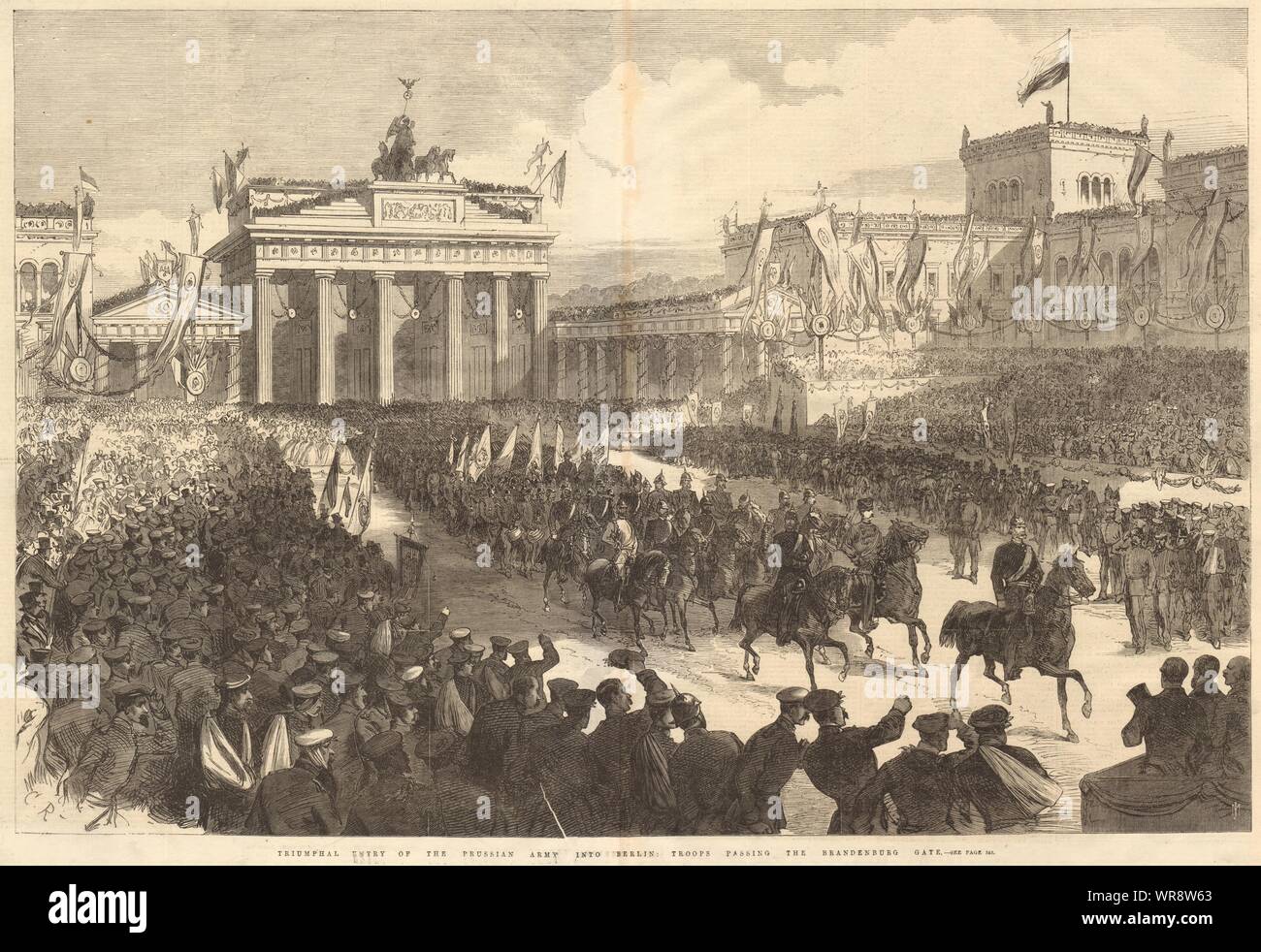 Eintrag der preußischen Armee in Berlin. Am Brandenburger Tor ILN Drucken 1866 Stockfoto