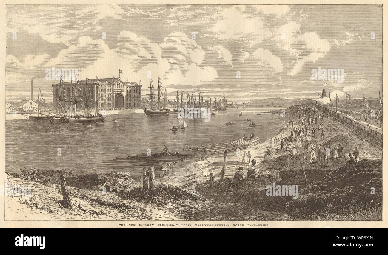 Die neue Bahn Dampf-boat Docks, Barrow-in-Furness, Lancashire. Cumbria 1867 Stockfoto