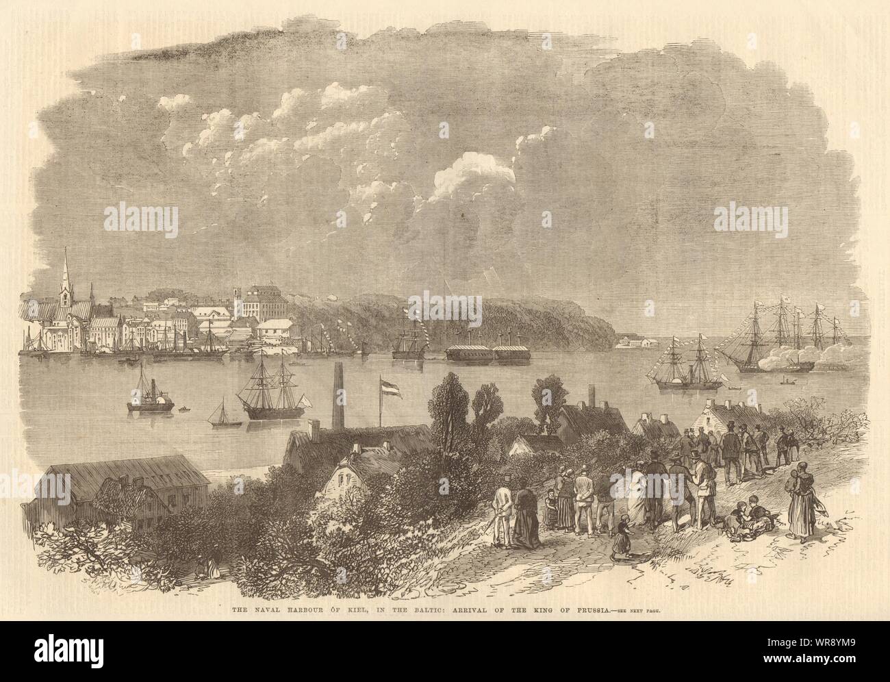 Kiel naval Hafen. Ankunft des Königs von Preußen. Schleswig-Holstein 1868 Stockfoto