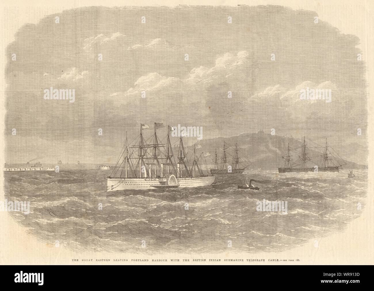 Das Great Eastern Portland Harbour British Indian submarine Telegraph Kabel 1869 Stockfoto