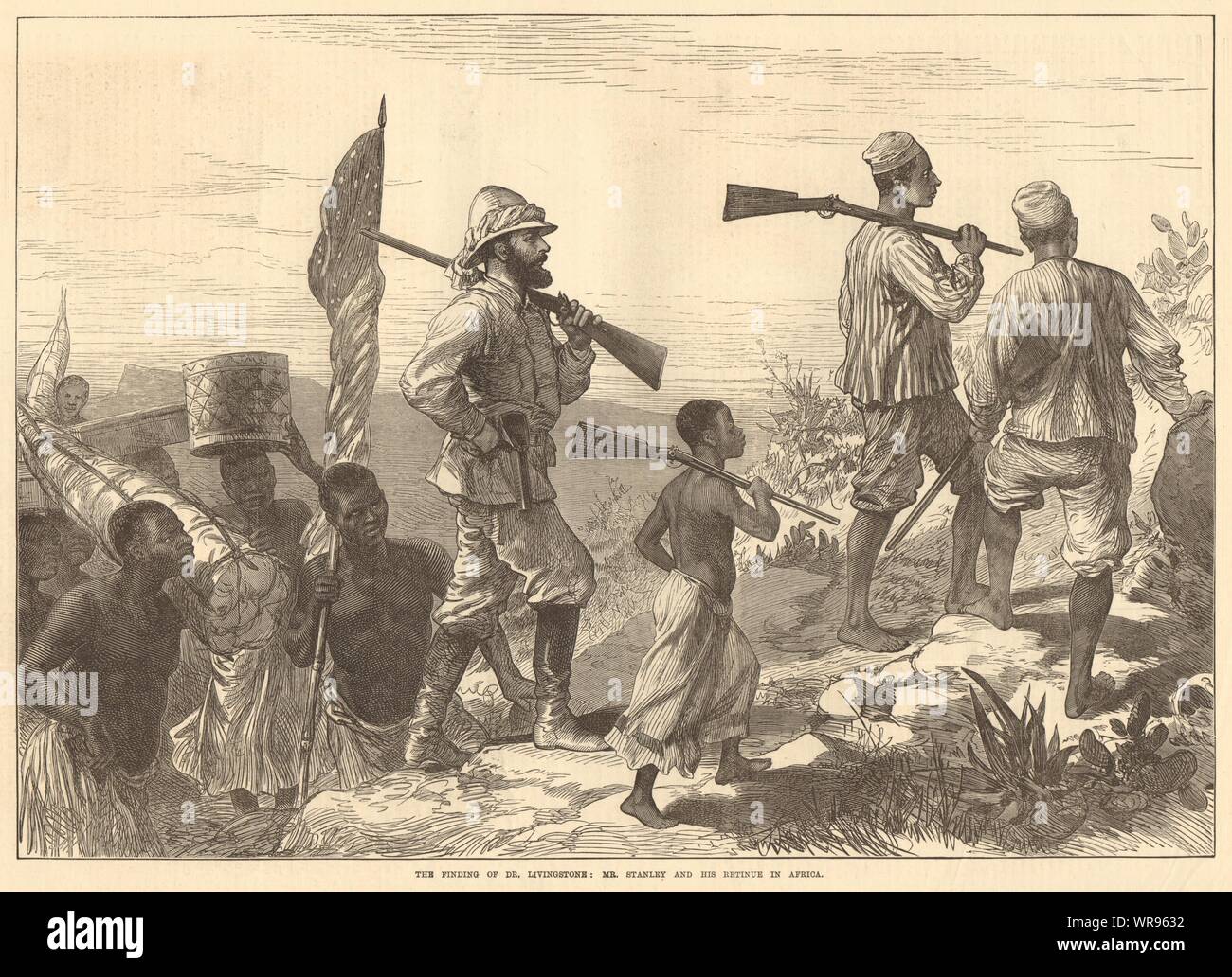 Der Suche nach Dr. Livingstone: Herr Stanley und sein Gefolge. Afrika Entdecker 1872 Stockfoto