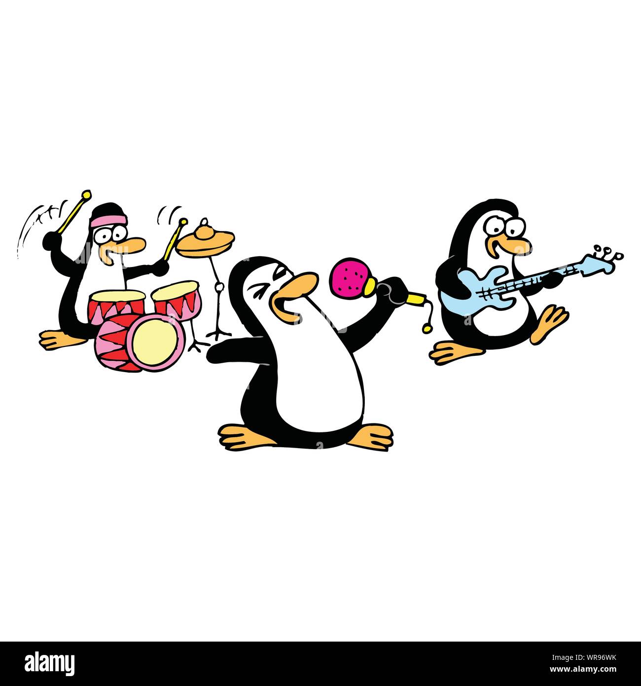 Pinguin-Rockband Stock Vektor