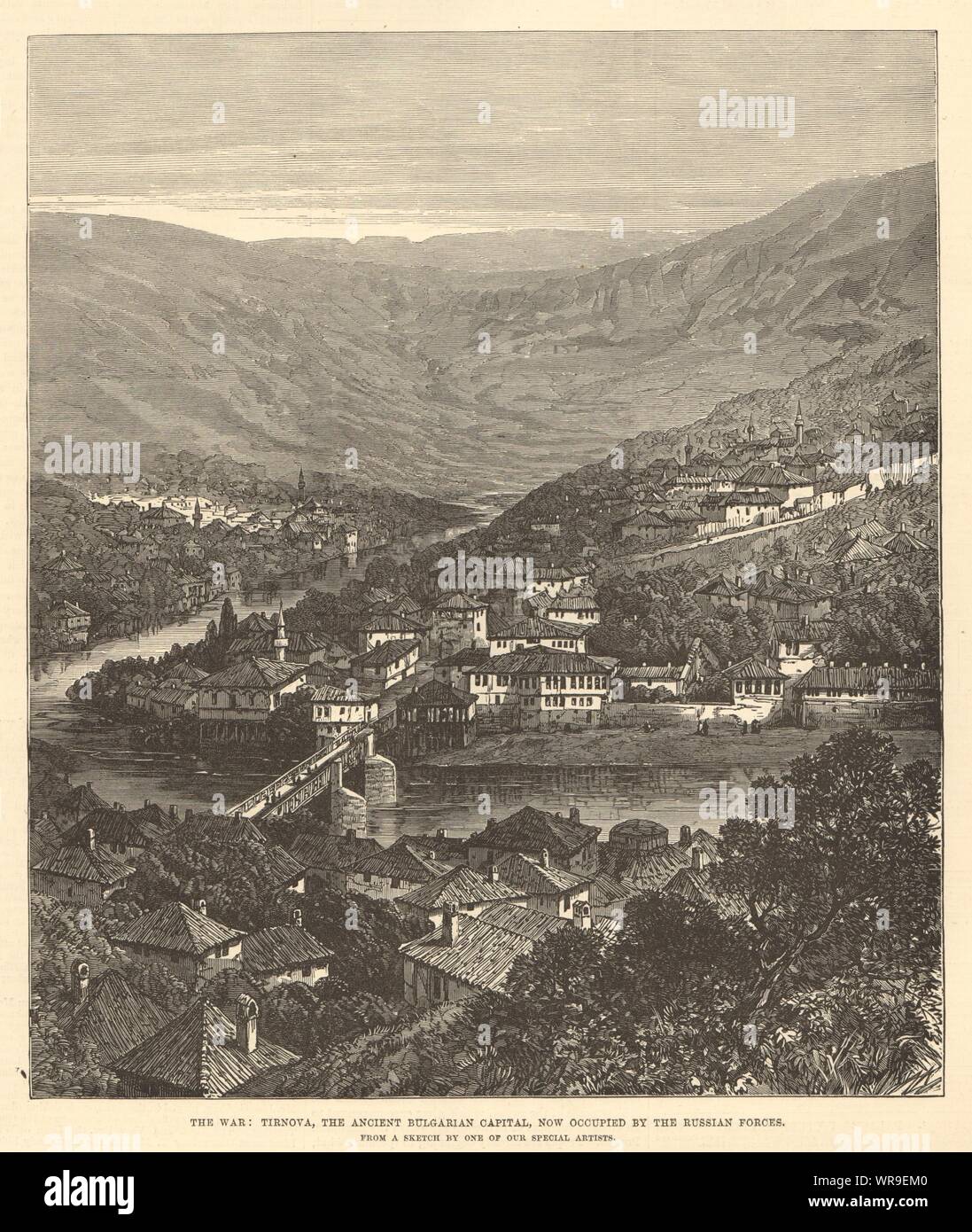 Veliko Tarnovo (Tirnova) alten bulgarischen Hauptstadt durch die russische Armee 1877 belegt Stockfoto